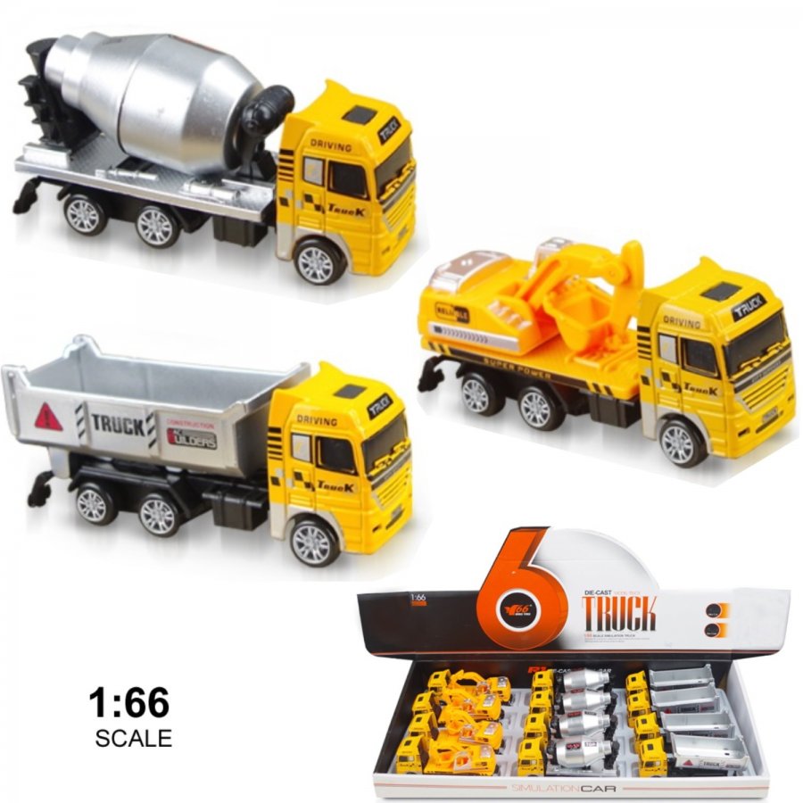 1:66 Construction Truck B (3 Assorted, Pull Back Action) MY2568D-12